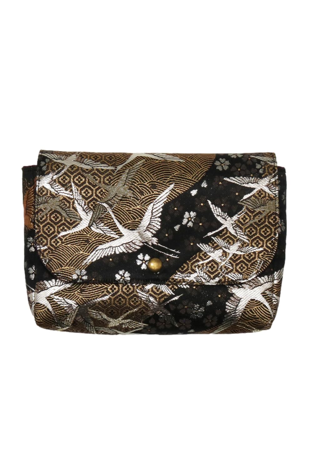 

Золотой парчовый чехол для печати Госюинчо вмещает 2 печати Госюинчо, изготовлен с дизайном «Журавли и золотая волна», Нисидзин-ори (Храмовые книги), (Храмовые книги),