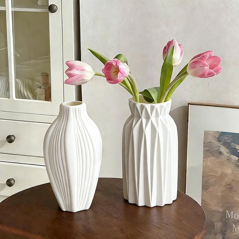 White Ceramic Vases Modern Minimalist Style Vasen Ornaments Home Desktop Room Decorations Hydroponic Flowers Pot Photo Props