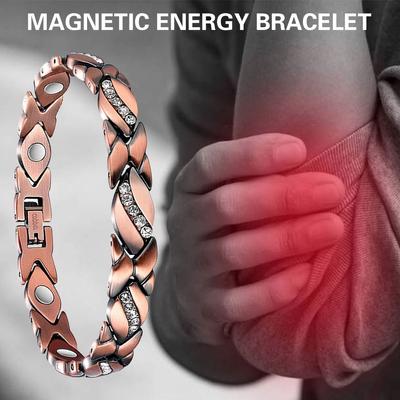 Magnetický náramek s listy a 3500 Gaussovými magnety, náramek pro magnetickou terapii, čistá měď, pro ženy, muže, šperk, dárek