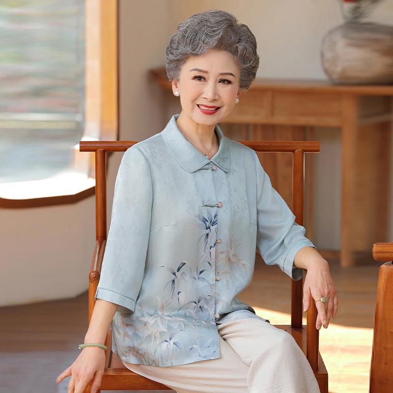 2026 New Summer Mulberry Silk Blouse for Middle-aged & Elderly Women