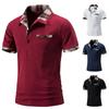Summer Men's Casual Loose Short Sleeve T-shirt Men's Plaid Color Matching Lapel Polo Shirt