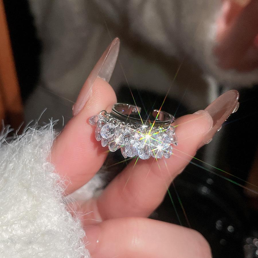 Maillard Vintage Geometric Flower Tiger's Eye Open Ring Simple Index Finger Ring Jewelry