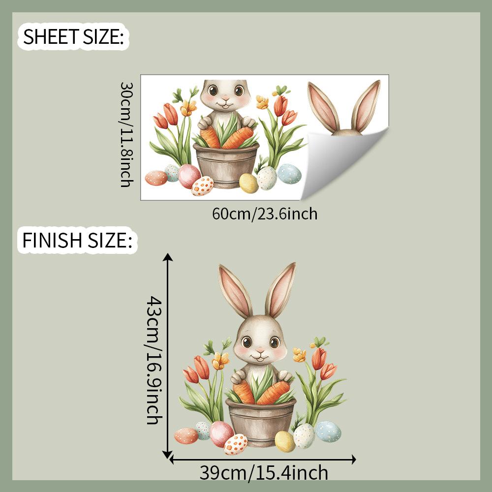 

Пасхальные мультяшные наклейки с кроликами и яйцами для спальни, гостиной, прихожей, домашнего фона и украшения стен