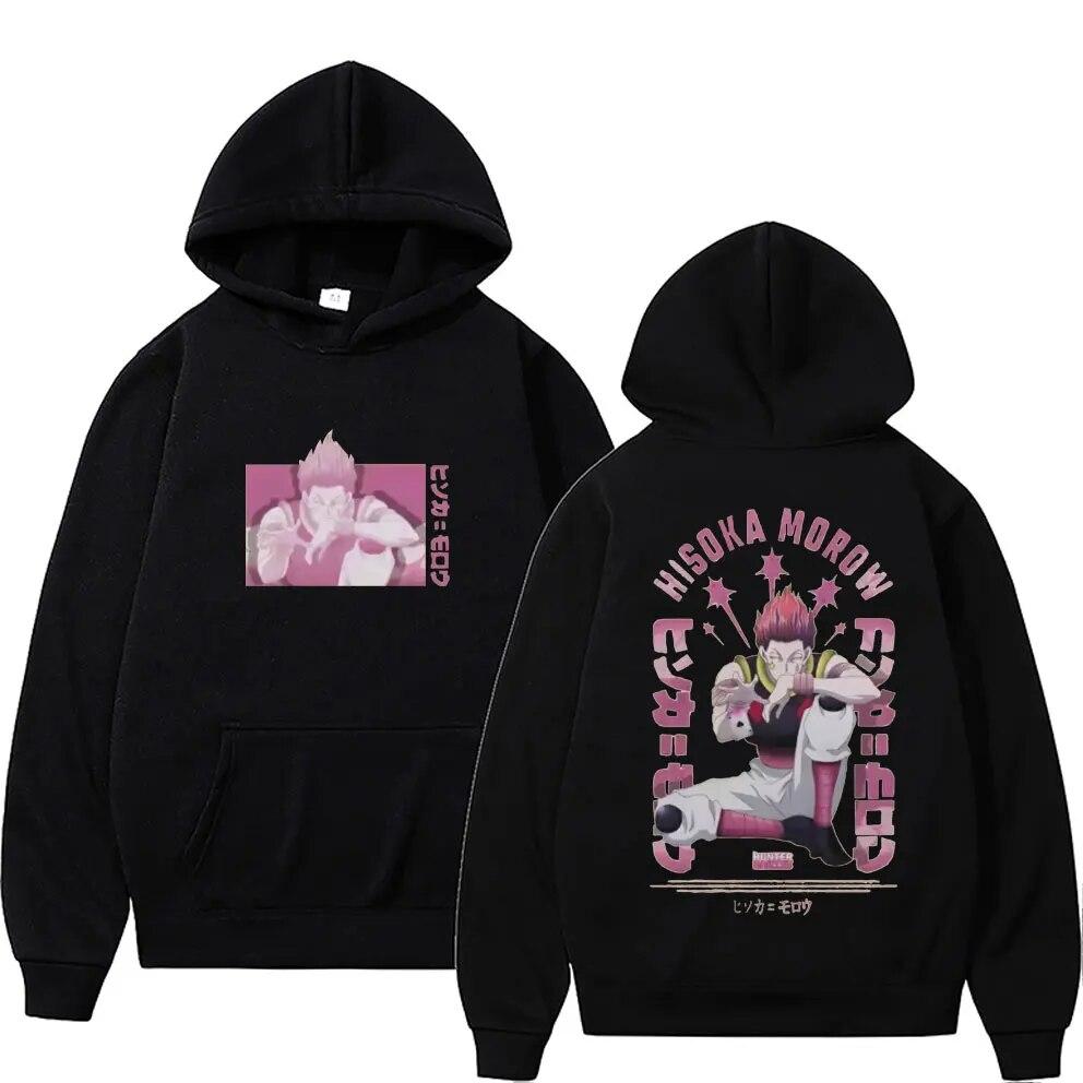 Japan Anime Hunter X Hunter Hisoka hettegenser med dobbeltsidig trykk Unisex dame unisexga fritidsgenser unisex mote overdimensjonerte sportsklær