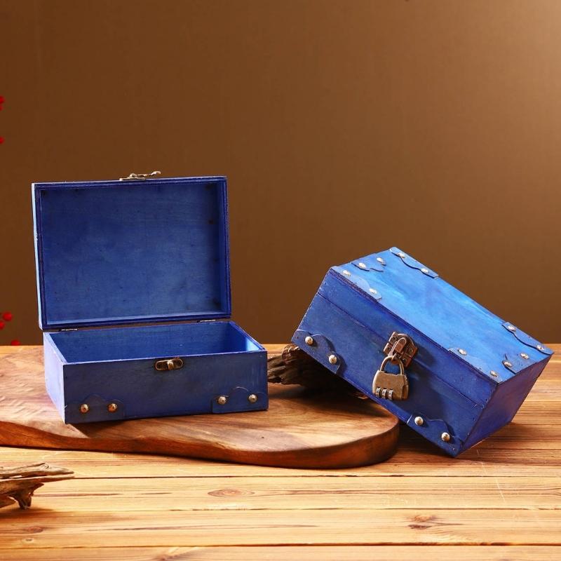 Wood Jewelry Chest With Metal Lock For Jewelry Storage And Rustics Home Decoration Accent