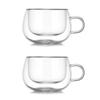 150/250/350ml Heat Resistant Glass Cups Double Wall Glass Coffee Cup with Handle Breakfast Milk Water Cup Clear Juice Beer Cups