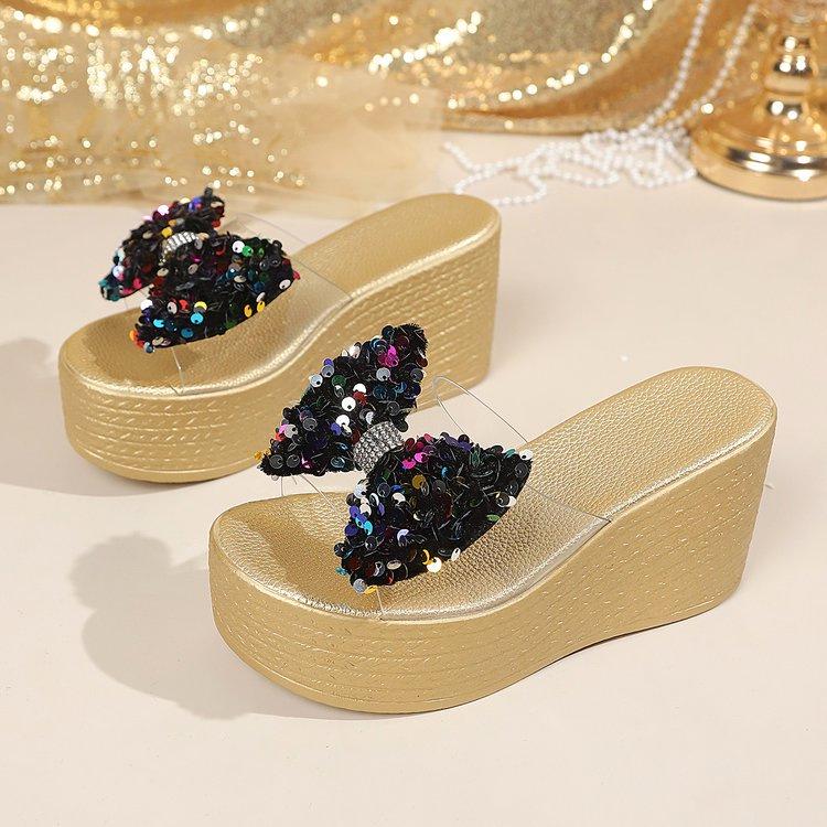 Women s Multi-color Bow Plus Size Wedge Sandals Size 36
