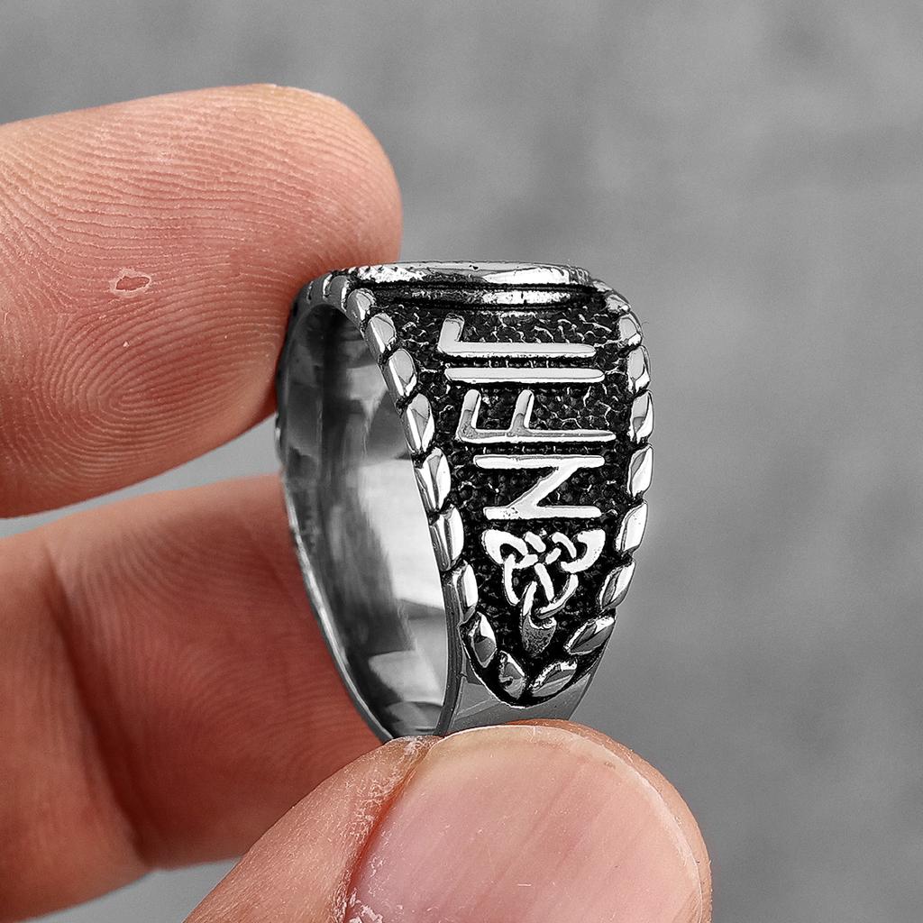 Viking Norse Mythology Odin Stainless Steel Mens Rings Punk Amulet for Male Boyfriend Biker Jewelry Creativity Gift