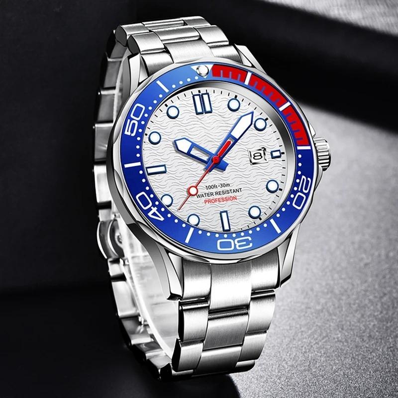 Fashion Men Watch Casual Sport Waterproof Men's Quartz Wristwatches Top Brand Luxury 360° Rotating Bezel Design Watch Men