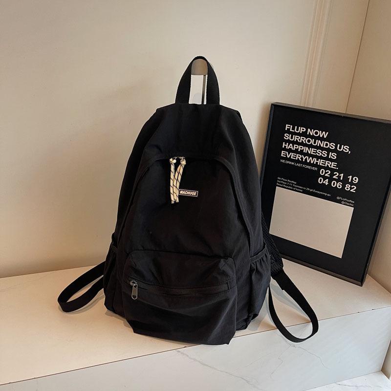 Schoolbag Canvas Backpack Female Large Capacity Casual Versatile Student Class School Bag Campus Wind Mountaineering Lightweight Travel Backpack