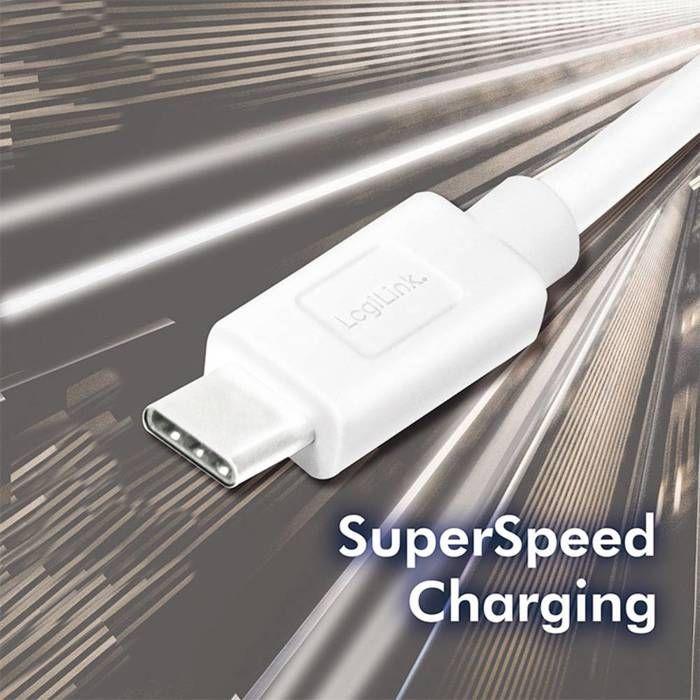 LogiLink Câble USB USB 3.2 Gen1 (USB 3.0) USB-A mâle, USB-C® mâle 0.50 m blanc CU0173