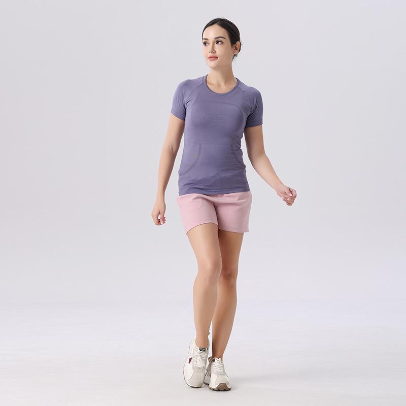 Women's 2.0 Quick-Dry Slim Fit Knitted Yoga Top - Breathable, High-Elastic, Short-Sleeve Fitness T-Shirt