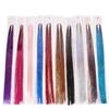 Straight Sparkly Ponytail Braiding Headdress Sparkle Shiny Hair Tinsel Rainbow Silk Hair Extensions
