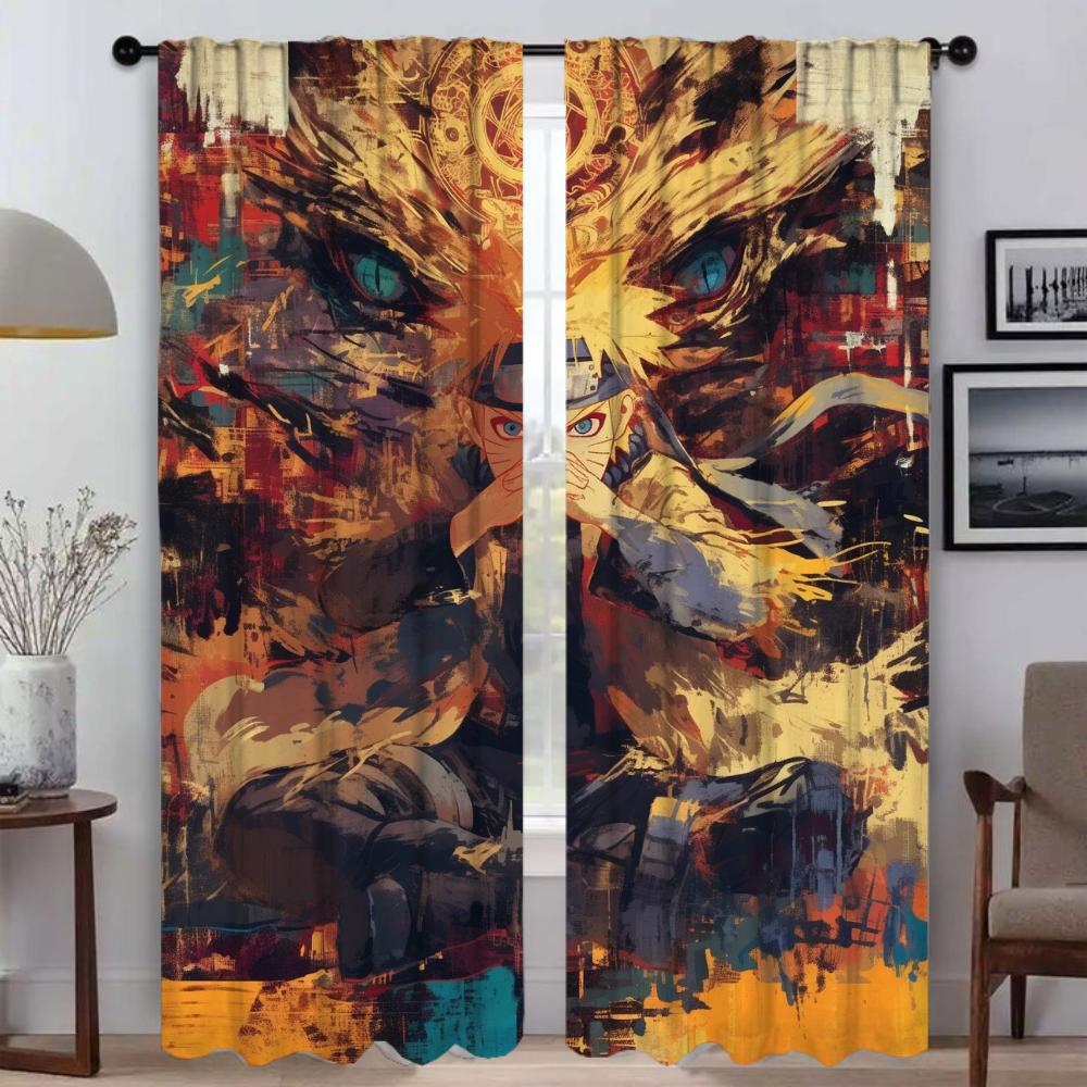 Set Of 2 Modern Narutos Curtains Tulle Bedroom Shades Window Curtain Living Room Blinds Partition Bug Resistant Polyester Ideal For Sitting