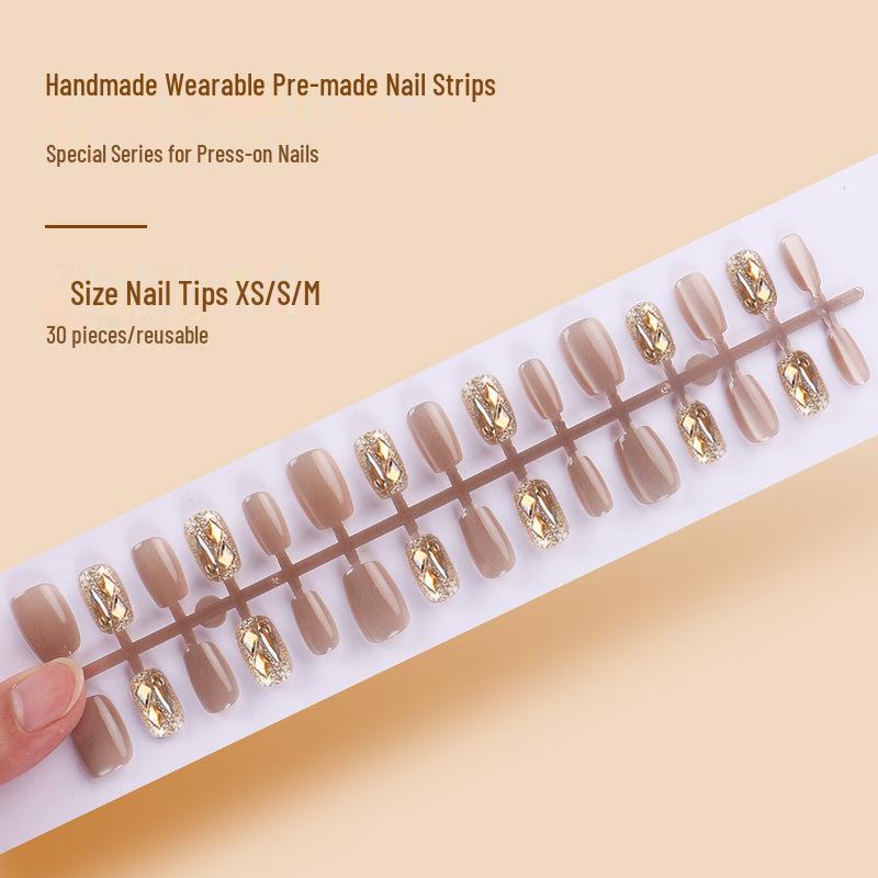 

Crystal Cat Eye & Champagne Diamond Nail Art Strips: Handmade Wearable Nails