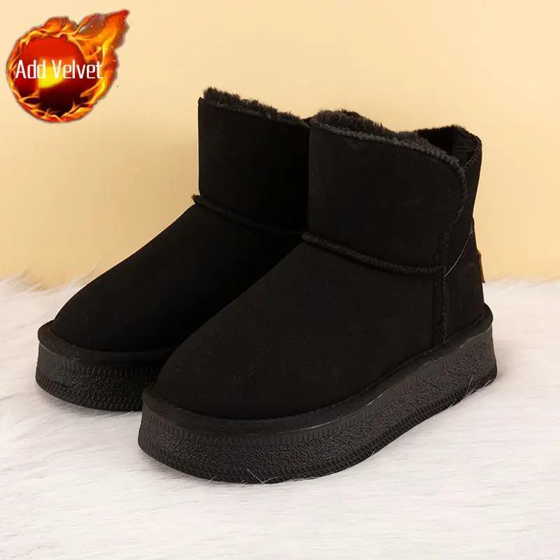 Woman Shoes Padded Snow Boots for Women Elegant With Medium Heels Plus Warm Winter Waterproof Non Slip Comfortable 2024 Novelty