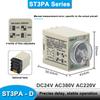 ST3PA A-A/B/C/D/E/F/G Series Time Relay / Timer  (AC 220V 110V DC 24V 12V Alternative) Power On Time Delay With Base Socket