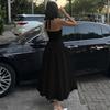 Hot-selling New Solid Color Sexy Deep V Hollow Neck Temperament Pendulum Skirt Edge Dress Women's Clothing
