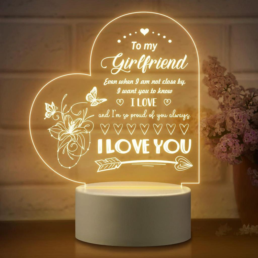 Love-Shaped 3D Acrylic Night Light Puzzle for Holiday Greetings
