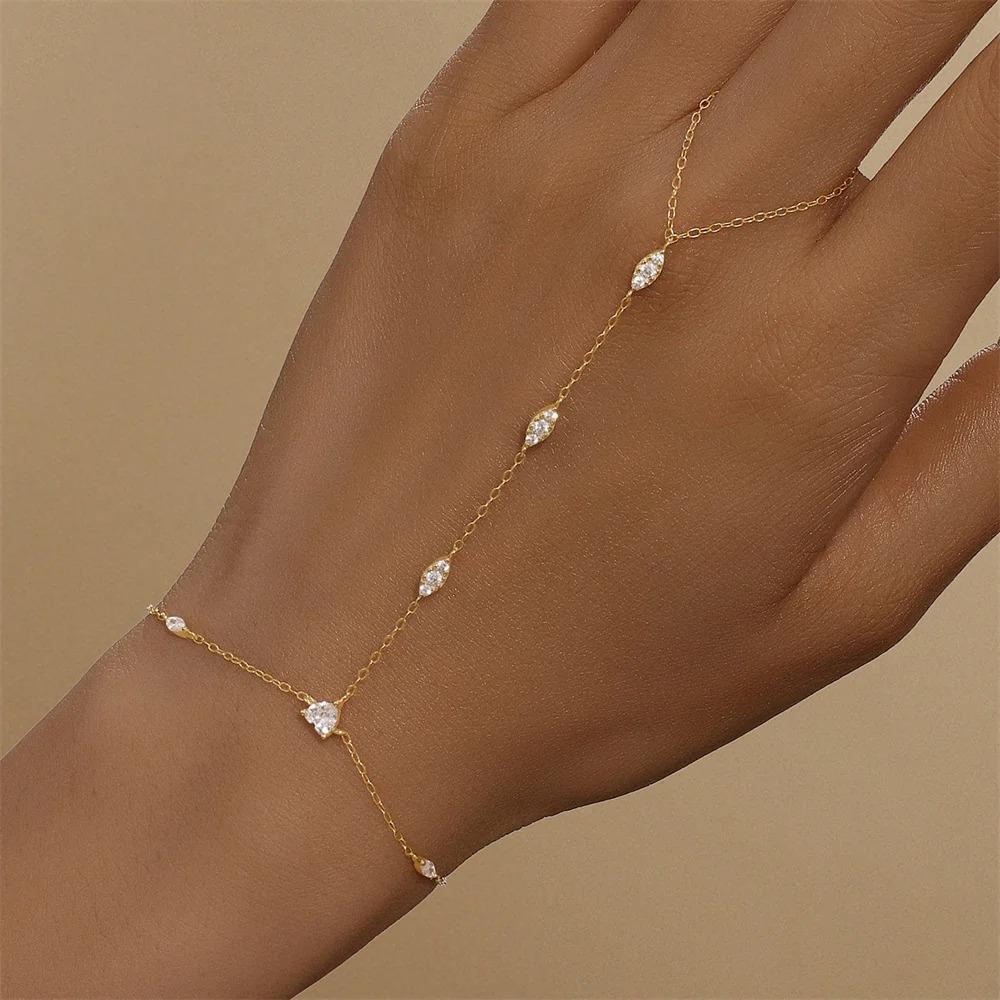 CANNER Bracciale con Charm in Argento 925 Stile INS Occhio di Cavallo Zircone con Catena ad Anello per Donna Uomo Coppia Gioielli da Festa