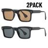 2PACK New Square Rivets Fashion UV400 Sunglasses Men Women Shades Vintage Trending Sunglasses Travel Outdoor Fishing Glasses