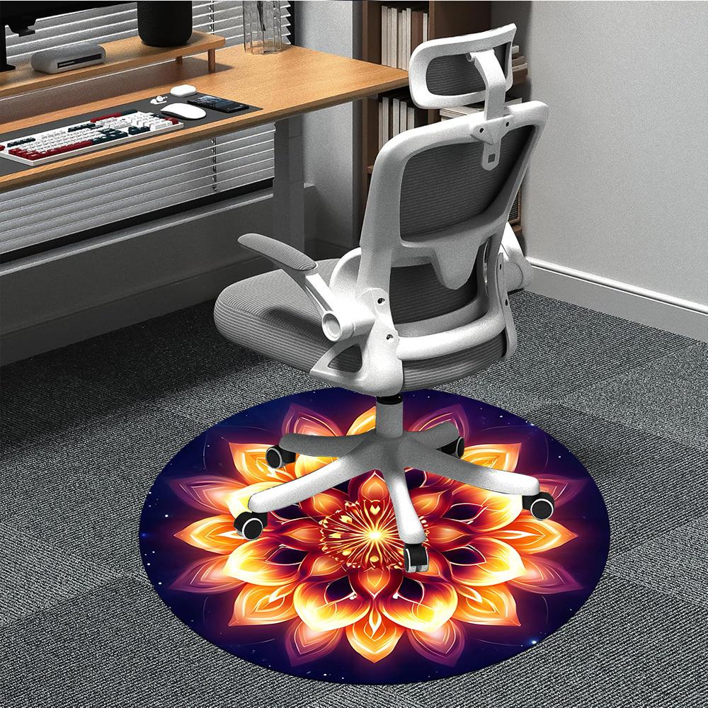 

1pc Flower Mandala Chair Carpet for Office Non-Slip, Machine Washable Rug for Office - Holiday DecorMachine Made yy251029012 80cm by 80cm