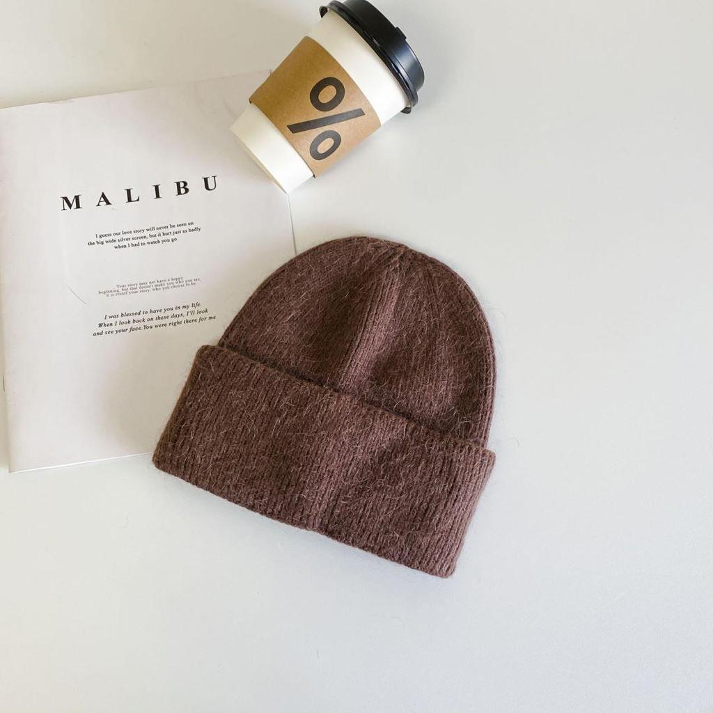 Korean Style Thickened Knit Hats for Women, Ear Protection, Large Fit, Face-Slimming, Warm, In Stock