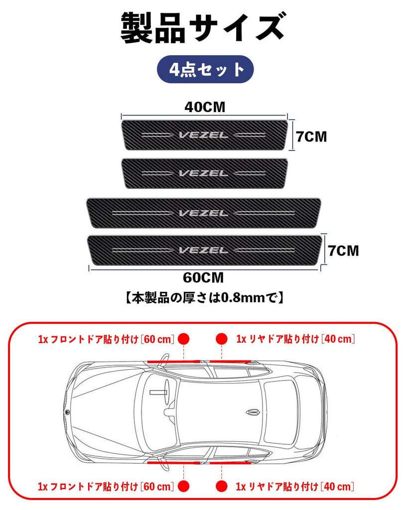 HUDIY Side Step Guards for Honda Vezel RV6 2021 Carbon Leather Scuff Plates Design Dirt Scratch Protection Set with Japanese Installation Instructions