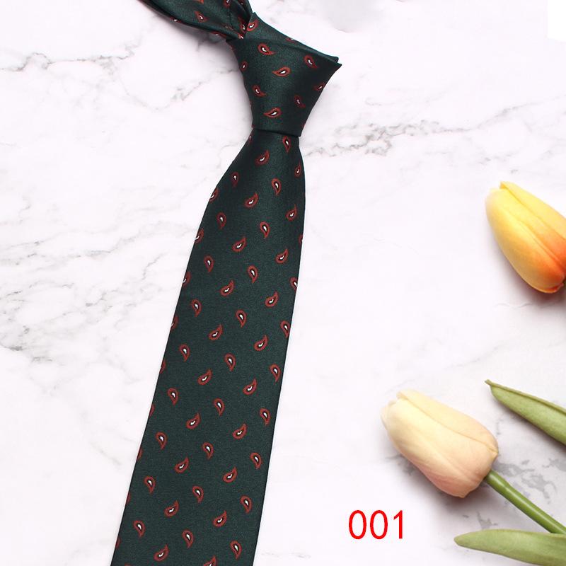 Green Series Business Tie Men'S Retro Striped Cashew Flower Polyester Silk Hand Tie