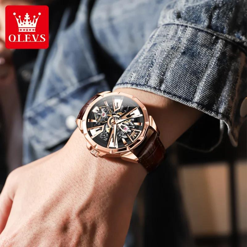 Luksusowy Zegarek Męski Wodoodporny Luminescencyjny Wielofunkcyjny Automatyczny Mechaniczny Zegarek Szkieletowy