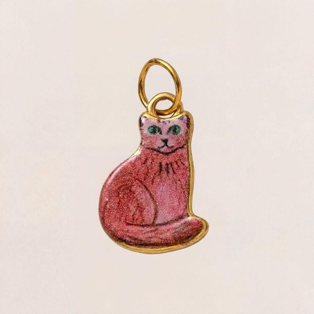 Stainless Steel Kitten Print Enamel Ceramic Pendant Necklace/Bracelet