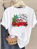 (Asian Size) watercolor tree style Tee Top Christmas Festival New Year Clothing T Shirt Women Fashion Print Female Woman Short Sleeve Graphic T-shirts