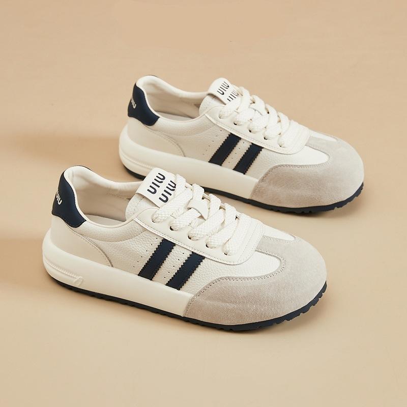 Platform Casual Board Shoes, German Training Shoes, Women's Soft Leather Little White Shoes, 2025 Spring New Sports and Leisure Versatile Women's Shoe