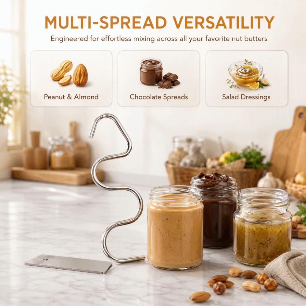 with Scraper Peanut Butter Stirrer Silver Butter Stirring Tool Nut Butter Mixer Breads Salads