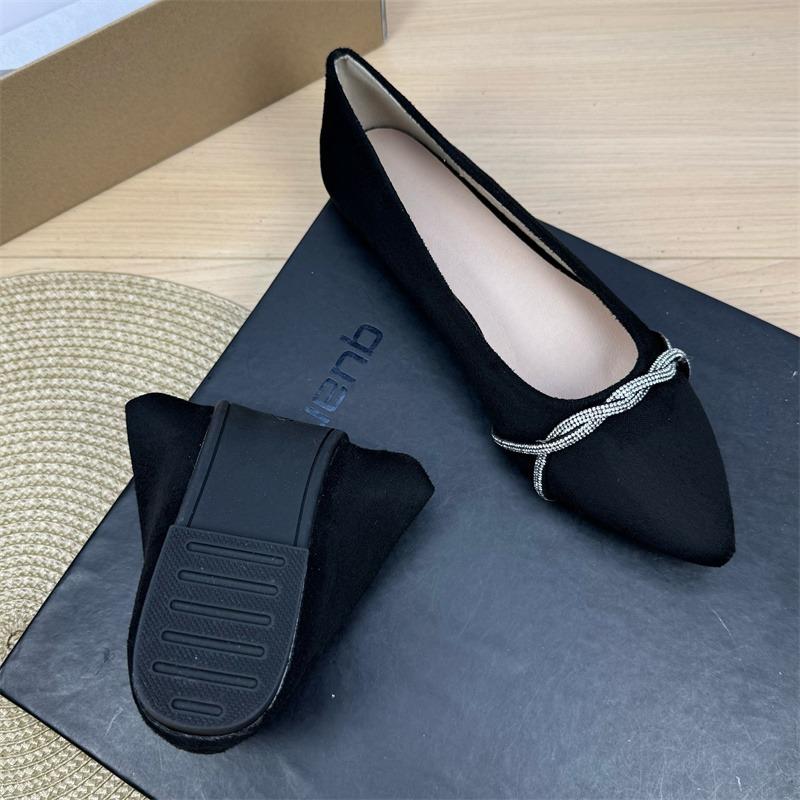 Fashion Flat Shoes for Women Spring  Autumn 2025 New Pointed Soft Soled Professional Work Shoes Black Plus Size Women's Shoes 42 43 44