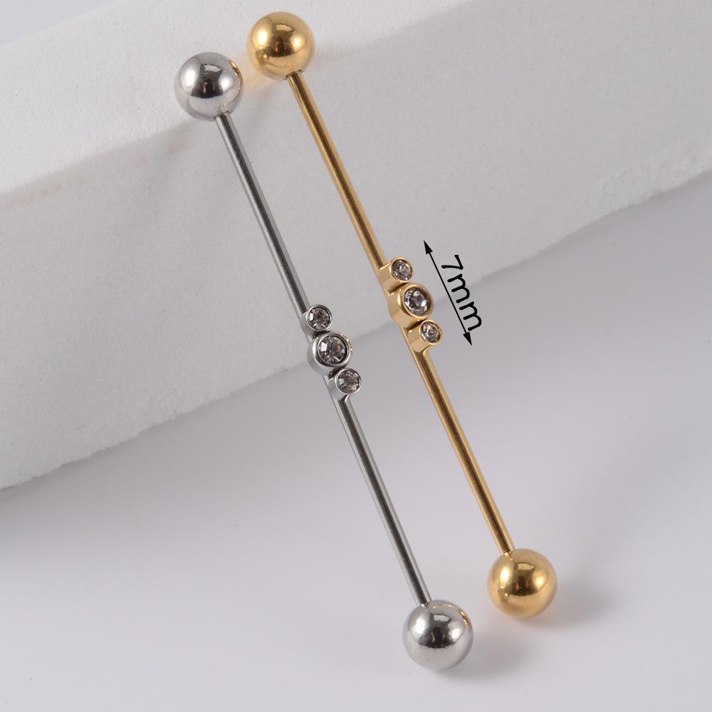 YW Industrielle Barbell Ohrringe Piercing Schmuck Chirurgischer Edelstahl Scaffold Piercings CZ Bar für Damen Herren