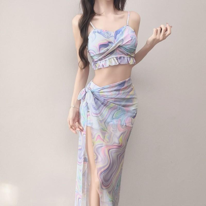 Split Swimsuit Women's Bikini Three-piece Seaside Vacation Conservative Belly Cover Slimming Hot