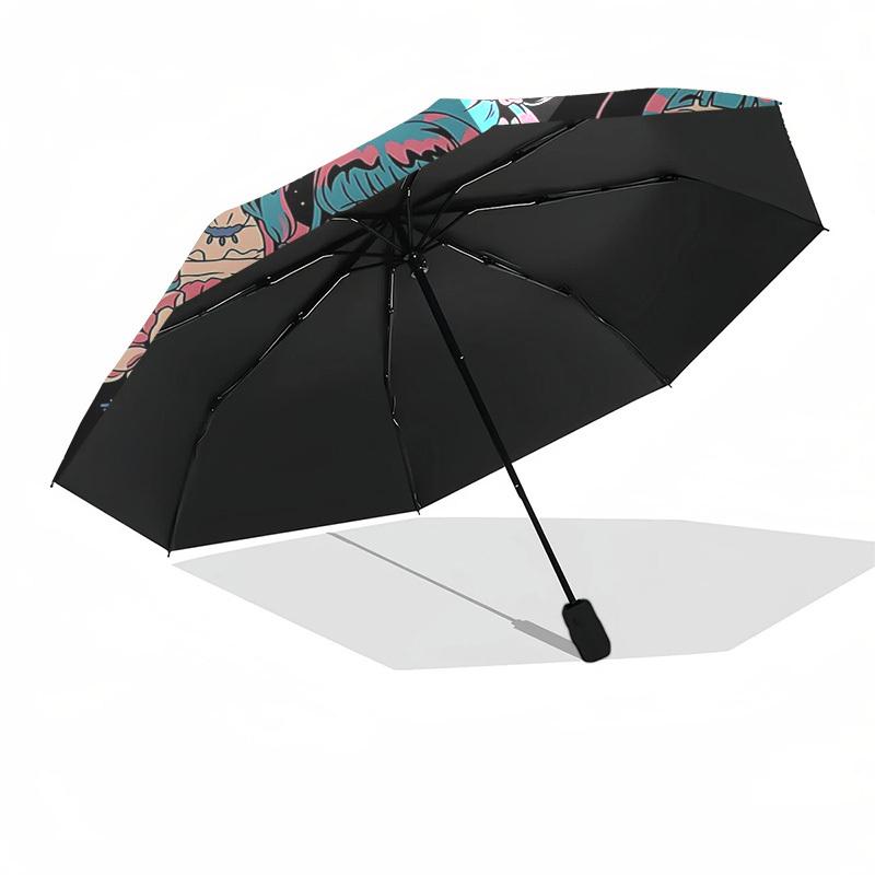 1pc Outdoor Umbrella with Anime Girl Design - Automatic Opening/Closing, Portable 3-Fold Design, 8-Rib Iron Frame - Perfect Gift for Fans, Travel