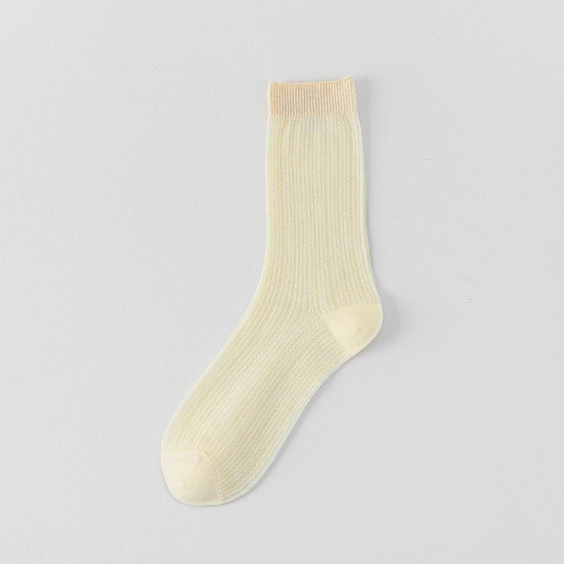 Women's Mulberry Silk Mid-Calf Mesh Socks - Antibacterial, Lightweight, Seamless, Slouchy, Ballet Style