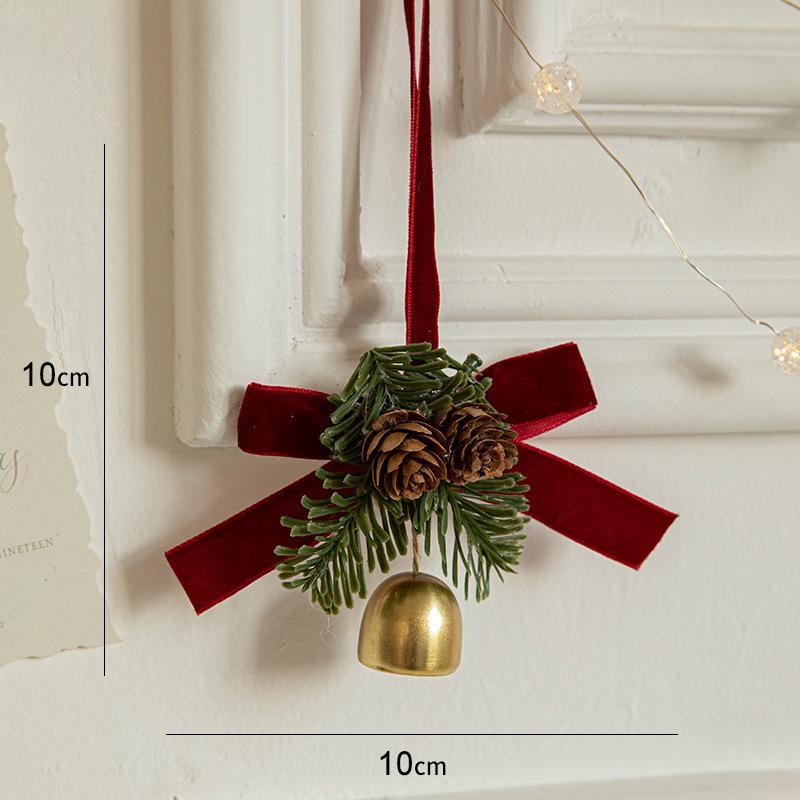 Christmas Bell Velvet Bowknet Pendant Christmas Tree Pendant Scene Decoration Home Atmosphere Decoration Small Pendant