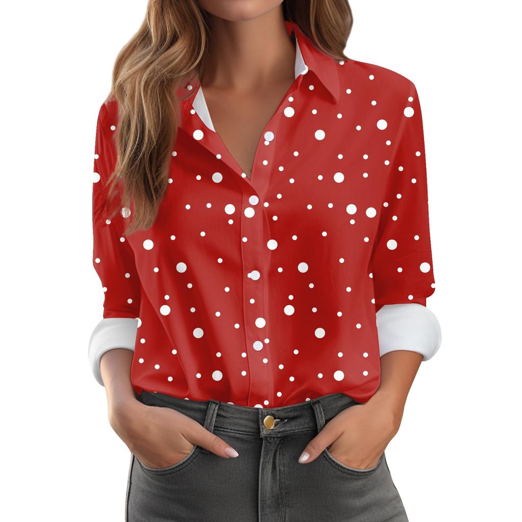 Women's Shirt Blouse Print Button Long Sleeve Casual Basic Shirt Collar Regular Top
