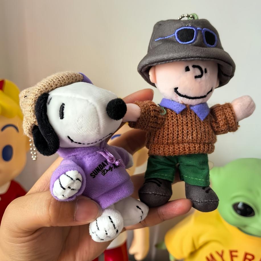 1piece 12cm high quality Cartoon Peanuts Snoopy Charlie plush pendant toys snoopy keychain toys