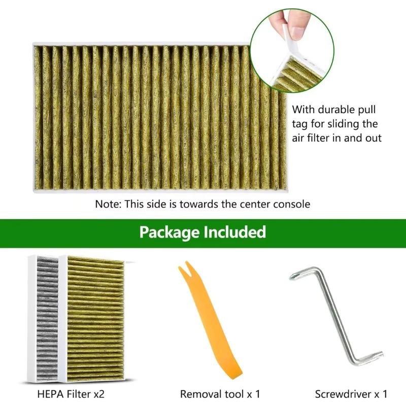 2PCS Car Air Filter Air Conditioner Cabin Filter with Activated Carbon Replacement for Tesla Model 3/Model Y