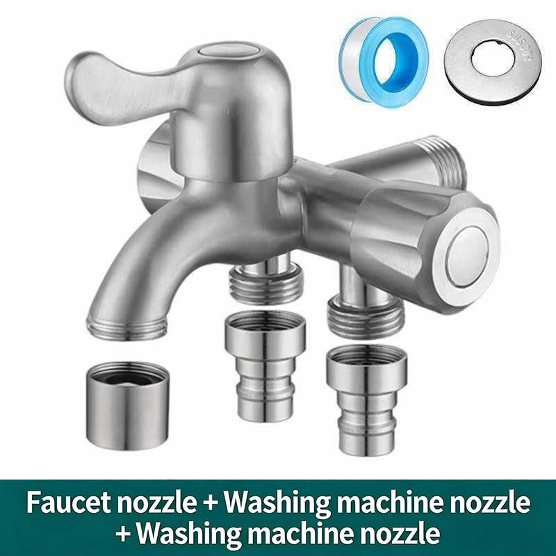 Stainless Steel 3 Way Faucet Three Tap Bathroom Kitchen Water Washer Tap Faucet