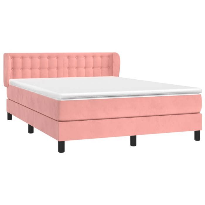 3127738 vidaXL Divan Bed with Mattress Pink 140x200 Cm Velvet