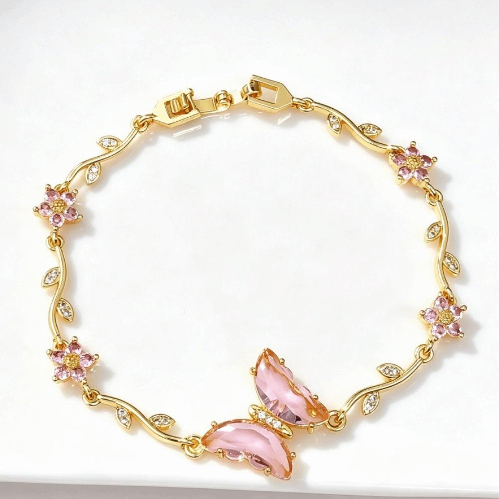 Crystal Inlay Crystal Bracelet Zirconia Women Bracelet Minimalist Look Leaf Bracelet Dating Outfit