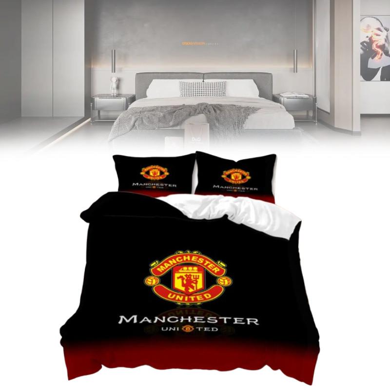 Manchester United Bedding Set With Soft Polyester Fabric For Fans Bedroom Decor