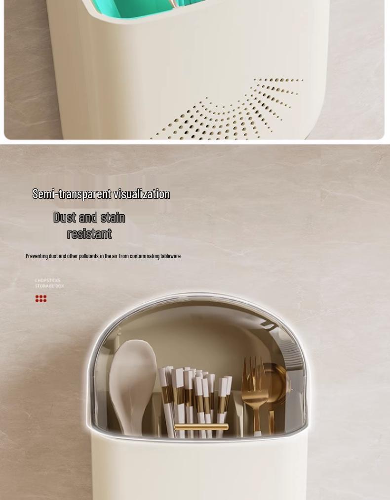 Wandmontierter Klappdeckel-Stäbchen- & Utensilienhalter