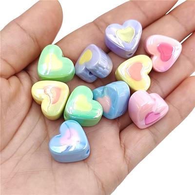 10 Stücke Mode Licht Farbe Serie UV Überzogene Zwei Farbe 3D Liebe Herz Lose Perlen Schmuck Zubehör DIY Armbänder Halskette, der