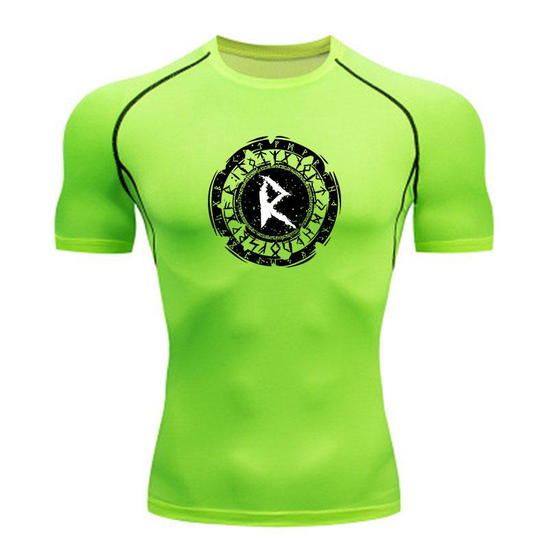 Men's Compression Workout T-Shirt, Vintage Norse Rune Wheel